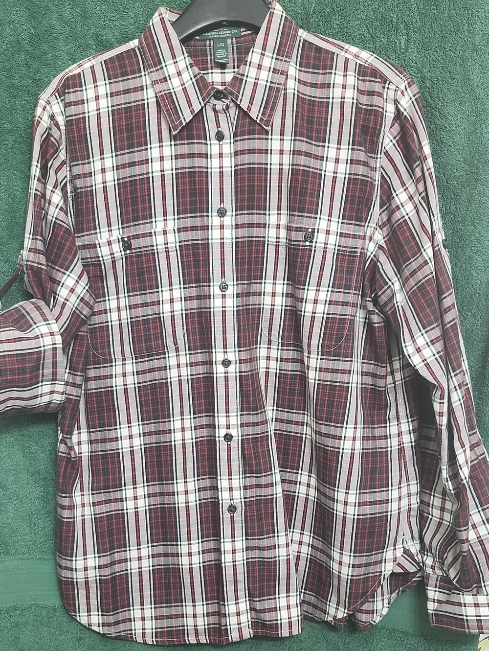 Ralph Lauren Red and White Plaid Button-Down Shirt